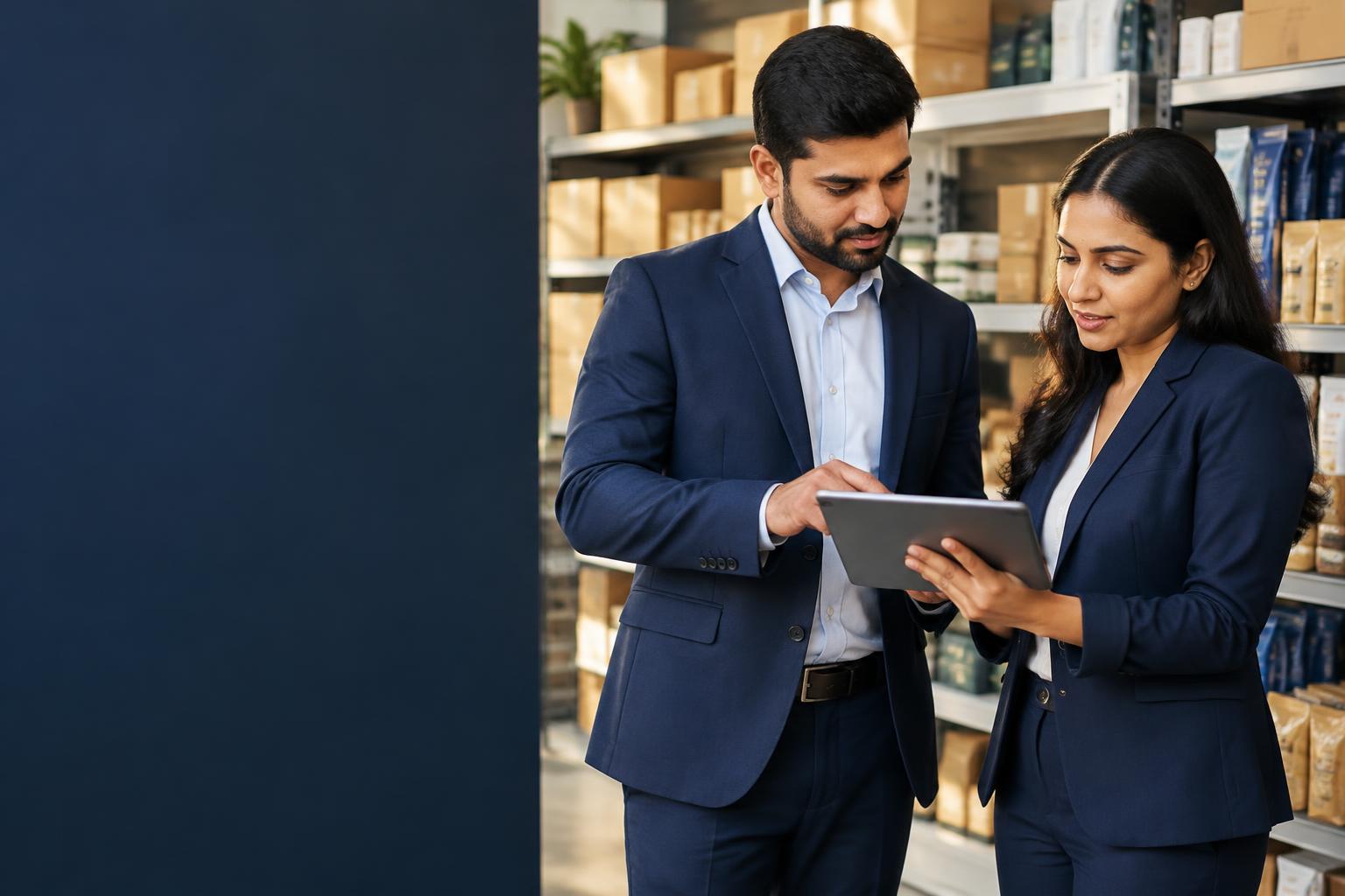 Retail entrepreneur and consultant reviewing distribution opportunities
